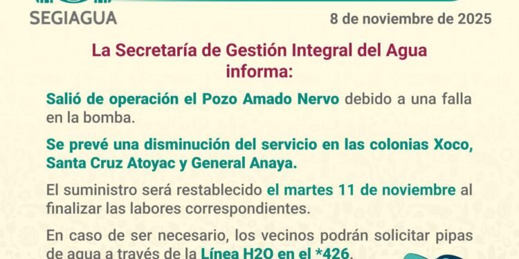 Tome sus precauciones!, anuncian corte de agua en la alcaldía Benito Juárez