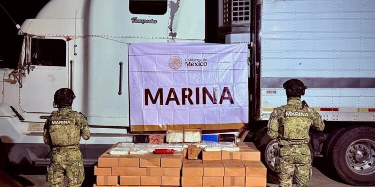 600 kilos de metanfetamina y otras drogas decomisadas en el Recinto Portuario de Mazatlán, Sinaloa.