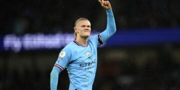 Haaland, delantero del Machester City, supera récord de goles de Cristiano Ronaldo en la Liga Premier