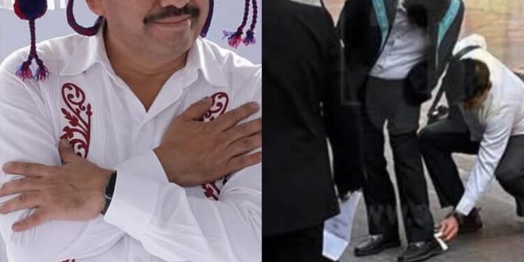 Exhiben a presidente de la SCJN por tener quien le limpie los zapatos