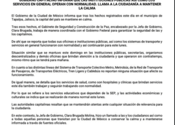 Tras muerte de “El Mencho”, líder del CJNG, Gobierno de la CDMX informa que la capital se encuentra segura y en paz