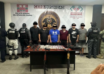 Detienen en Chiapas a seis presuntos integrantes del CJNG con armas y drogas