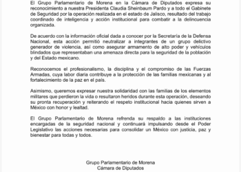 Diputados de Morena respaldan a Sheinbaum tras abatimiento del líder del CJNG