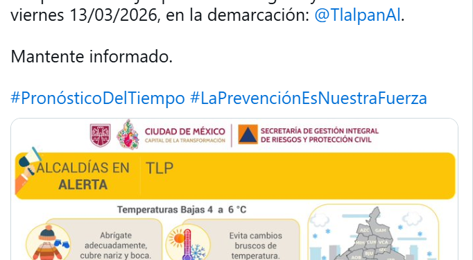 Pronóstico del clima para el viernes 13 en CDMX y Edomex: Frente frío 40 traerá lluvias y chubascos