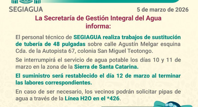 Habitantes de Iztapalapa sufrirán desabasto de agua