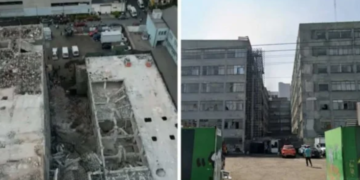 Así se veía antes el edificio que se desplomó en San Antonio Abad