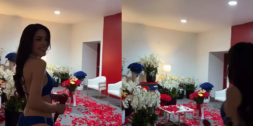 Romántica sorpresa: Peso Pluma inunda de flores el camerino de Kenia Os