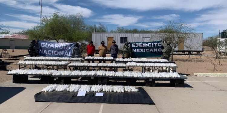 Fuerzas federales decomisan casi media tonelada de metanfetamina en Sonora