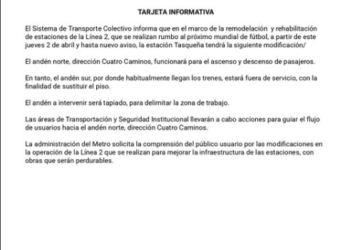 Rehabilitación del Metro CDMX: Tasqueña tendrá un ajuste en su operación rumbo al Mundial 2026