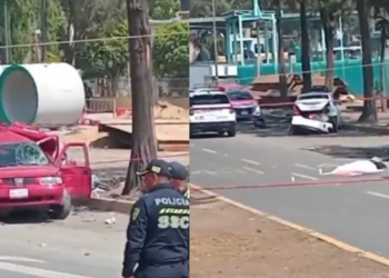 Indignación contra trailero: embiste dos vehículos y deja dos muertos en la Calzada Ignacio Zaragoza, Iztapalapa