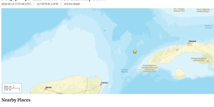 Tiembla de nuevo cerca de Cuba y se siente en Quintana Roo