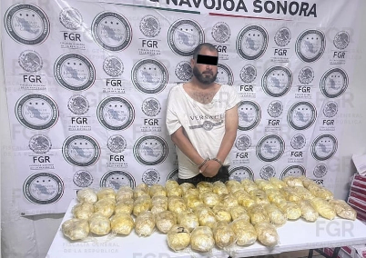 Detienen a sujeto con 21 kilogramos de metanfetamina en Huatabampo, Sonora