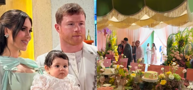 Saúl ‘Canelo’ Álvarez y Fernanda Gómez celebran el bautizo de Eva Victoria