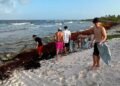 Turistas se suman a jornada de limpieza en playas de Mahahual