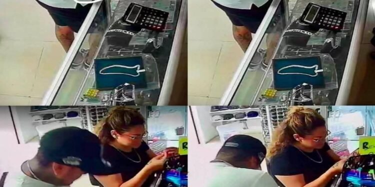 PAREJA ROBA ANILLO DE 4 MIL PESOS EN JOYERÍA
