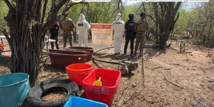 MARINA, SSPC Y FGR LOCALIZAN Y NEUTRALIZAN UN LABORATORIO CLANDESTINO Y ASEGURAN 100 KILOS DE METANFETAMINA, EN SINALOA