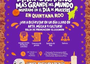 Participa Quintana Roo en iniciativa nacional para establecer un Récord Guinness con mural inspirado en el Día de Muertos